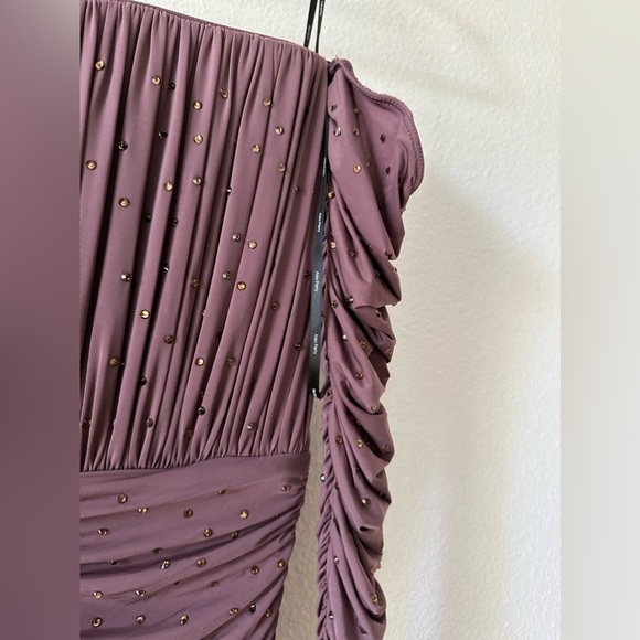 Alex Perry Koda Crystal Brown Dusty Rose Mini Dress - Picture 8 of 11